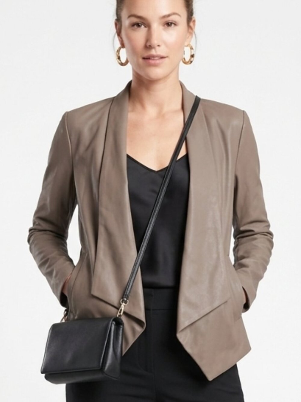 NWT BB Dakota Waterfall Leather Jacket, Brown/Grey, 100% Genuine Leather‎ sz Med